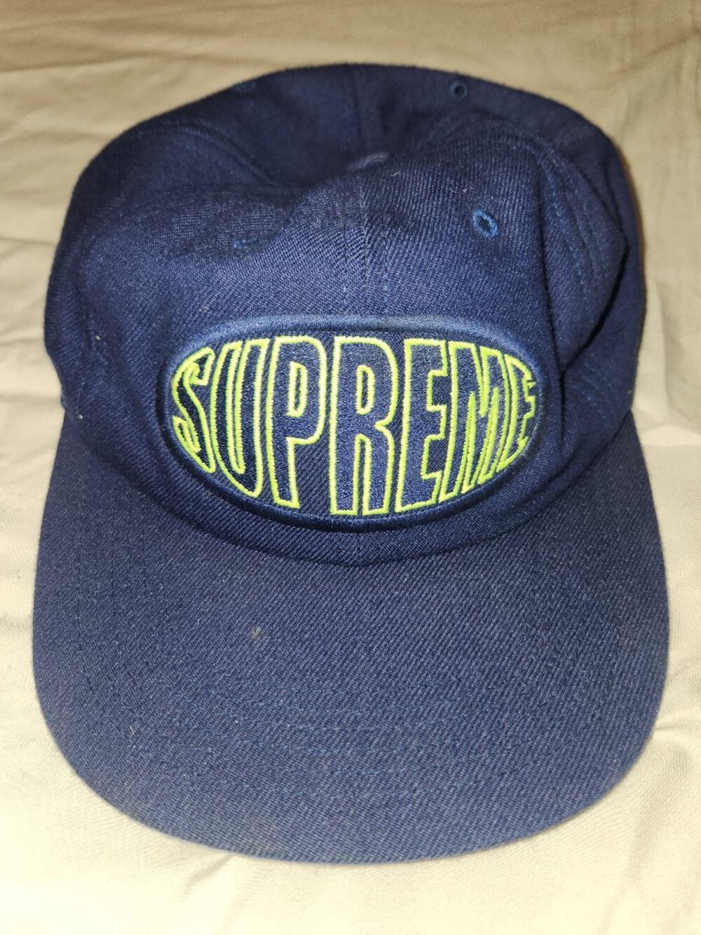 Supreme warped hat - 6 panel, blue neon green